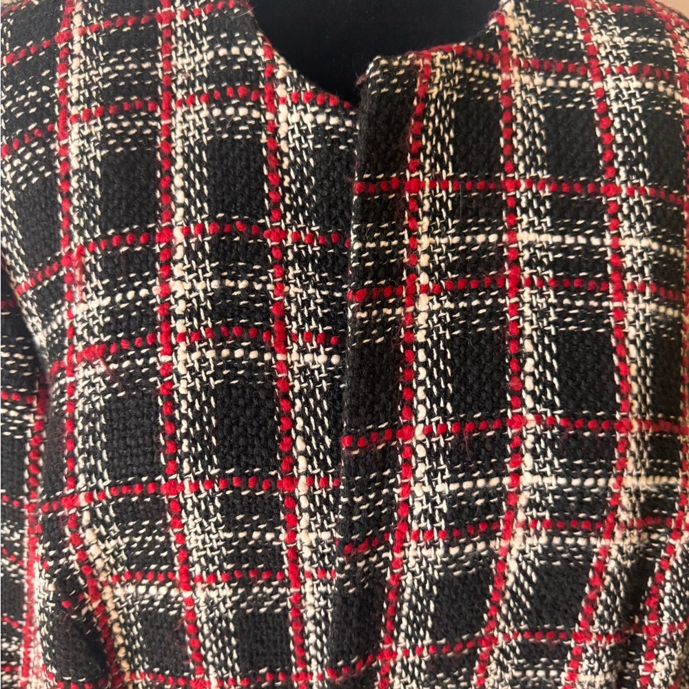 Calvin Klein Black, Red, and White Plaid Blazer